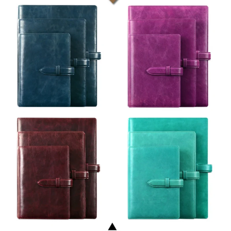 A5 B5 Genuine Leather Business Strap Notebook Spiral Loose leaf Planner Organizer Diary