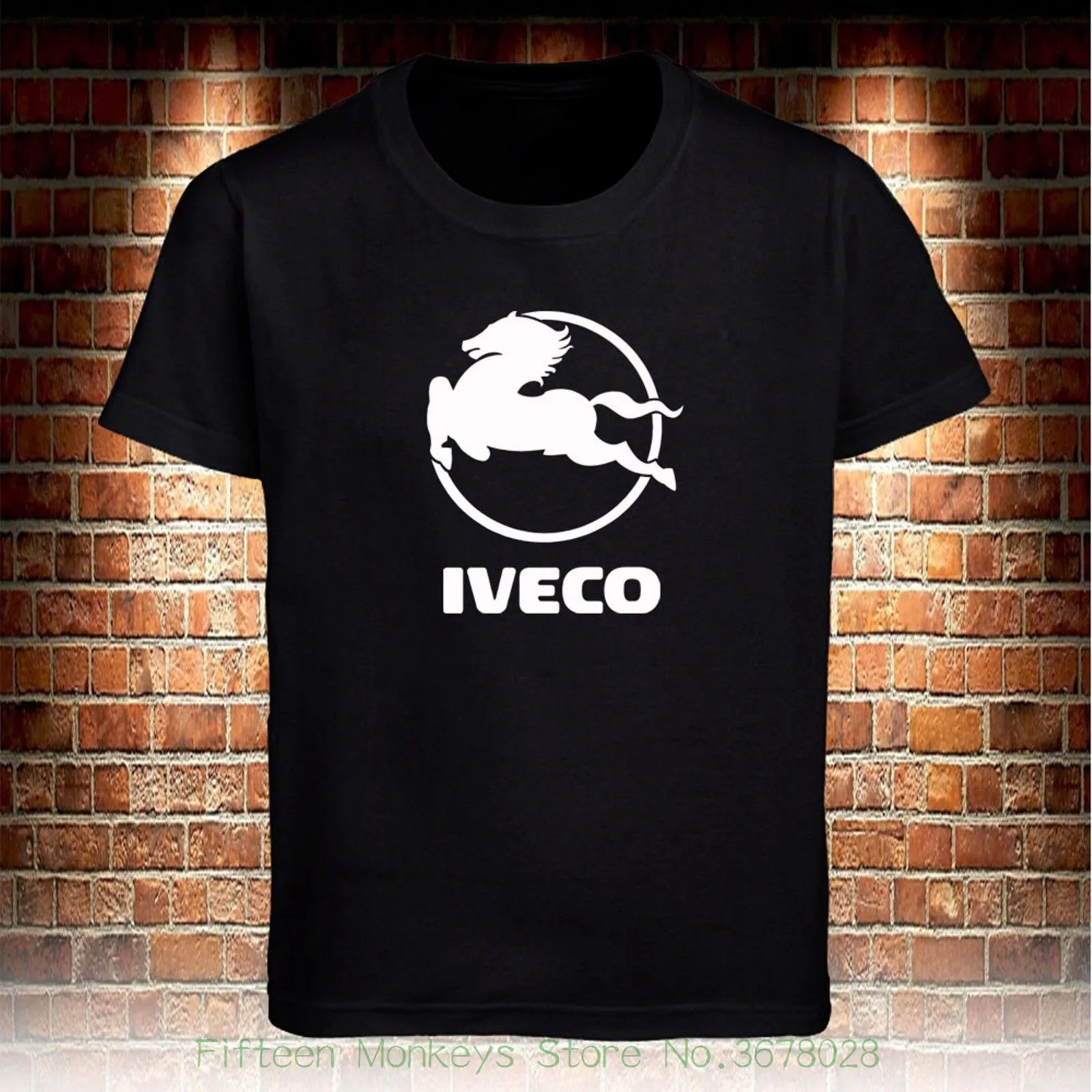 Round Neck Best Selling Male Natural Cotton Shirt Iveco Truck Black T shirt Men's Tshirt S To