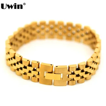 

Men's Stainless Steel Yellow Colored Hot Sale New Arrival Gold Color Crown President Strap Style Link Bracelet Hip-hop