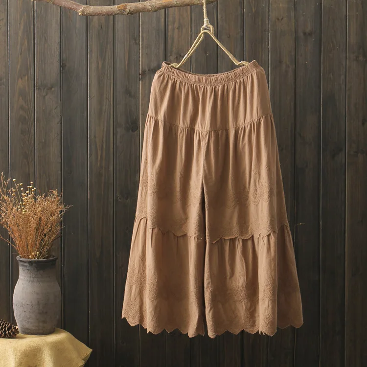 

embroidery loose wide leg pants casual pants trousers cotton pants 52744
