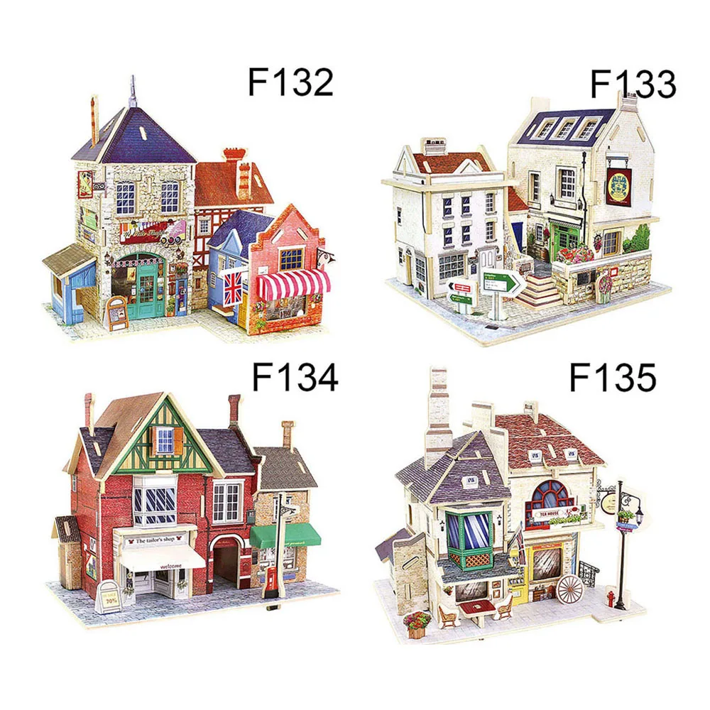 3d holz puzzle diy modell kinder spielzeug britischen serie stil haus puzzle puzzle 3d building holzpuzzles