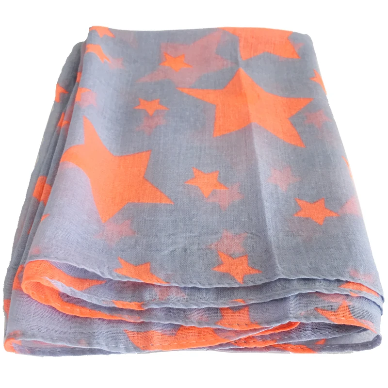 Модный легкий женский шарф с рисунком флуоресцентные оранжевые звезды печати полиэстер кольцо Петля маленькие шарфы 160*50 см