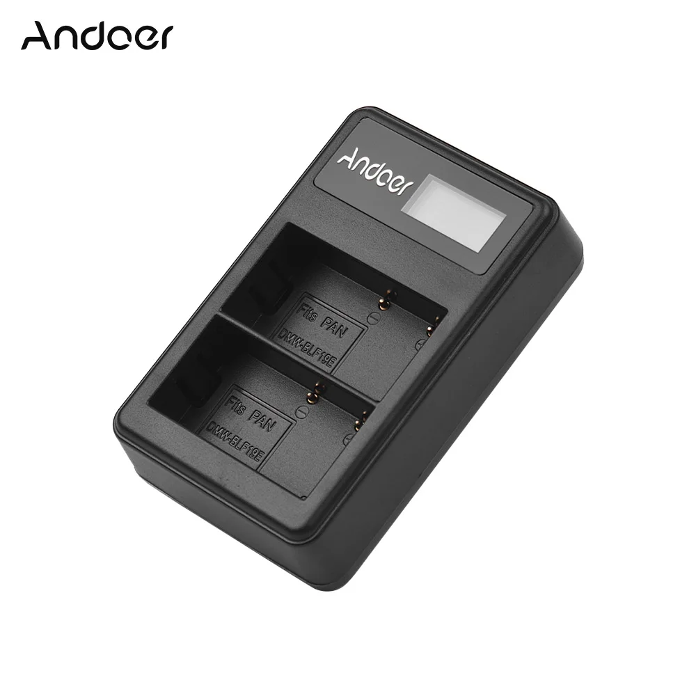 Зарядное устройство Andoer LCD 1 BLF19 для двух/одинарных аккумуляторов Lumix GH3 GH4