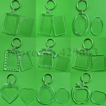 

3000pcs/lot Blank Acrylic Keychains Insert Photo plastic Keyrings Square Key Rectangle heart circular accessories