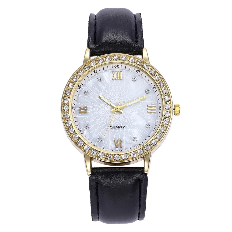 Rhinestone Women Watch Wristwatch Fashion Ladies Dress Leather Stainless Steel Sport Analog Quartz Wrist Watch Reloj mujer D27 (7)