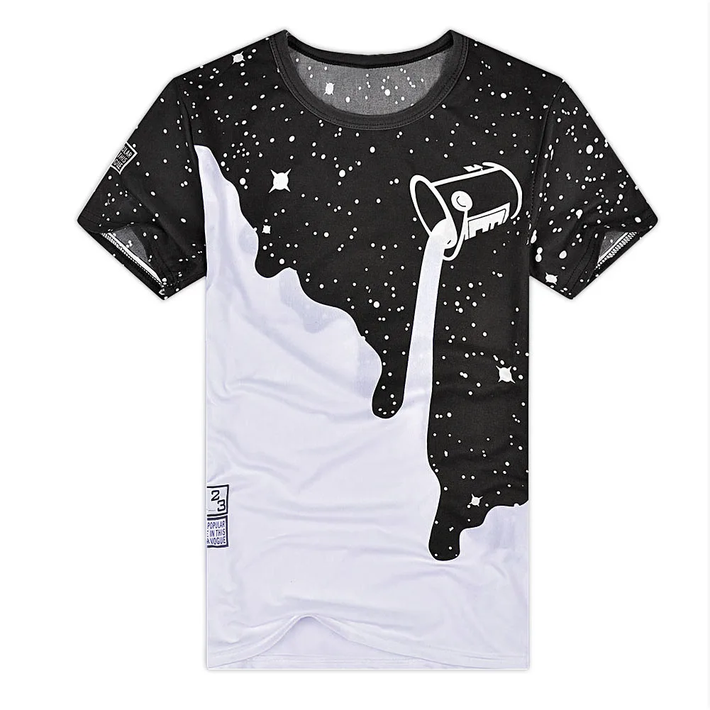 

Fashion Men Summer Casual Short Sleeve Tees Cotton 3D Designer Milk Printed T Shirt