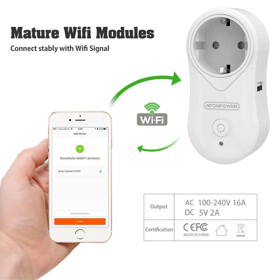 NTONPOWER S2 Smart Wifi Socket EU Plug (3)