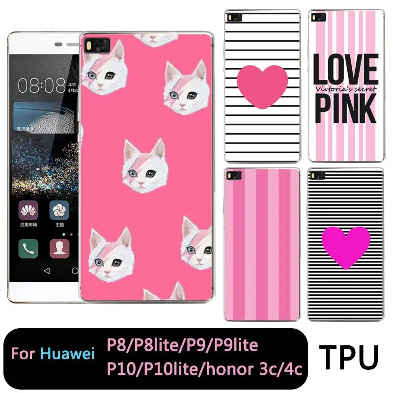 Qmswei ТПУ чехол для телефона huawei P10plus honor7 8 9 Y3 5A 5C 6A 6 S 3c P8 P9lite 4C с цветочным розовым