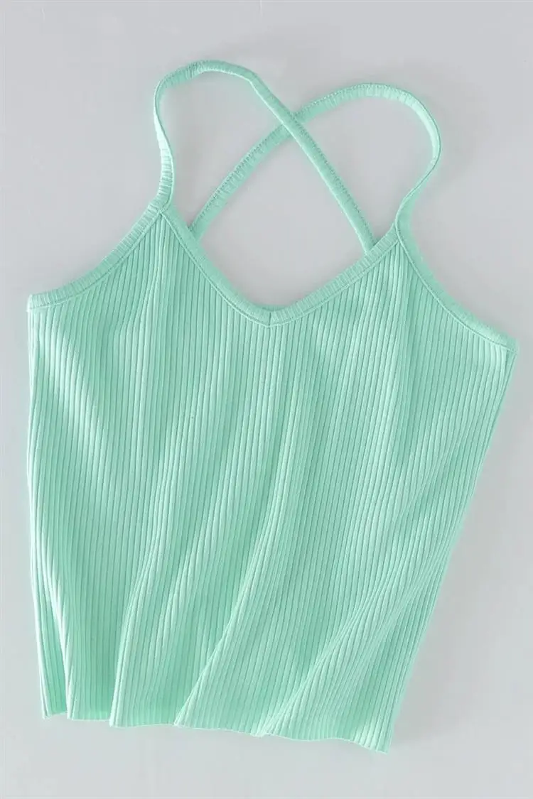 Green Grey Black T Shirts Tank Top Sleeveless Crop Top Bustier Summer