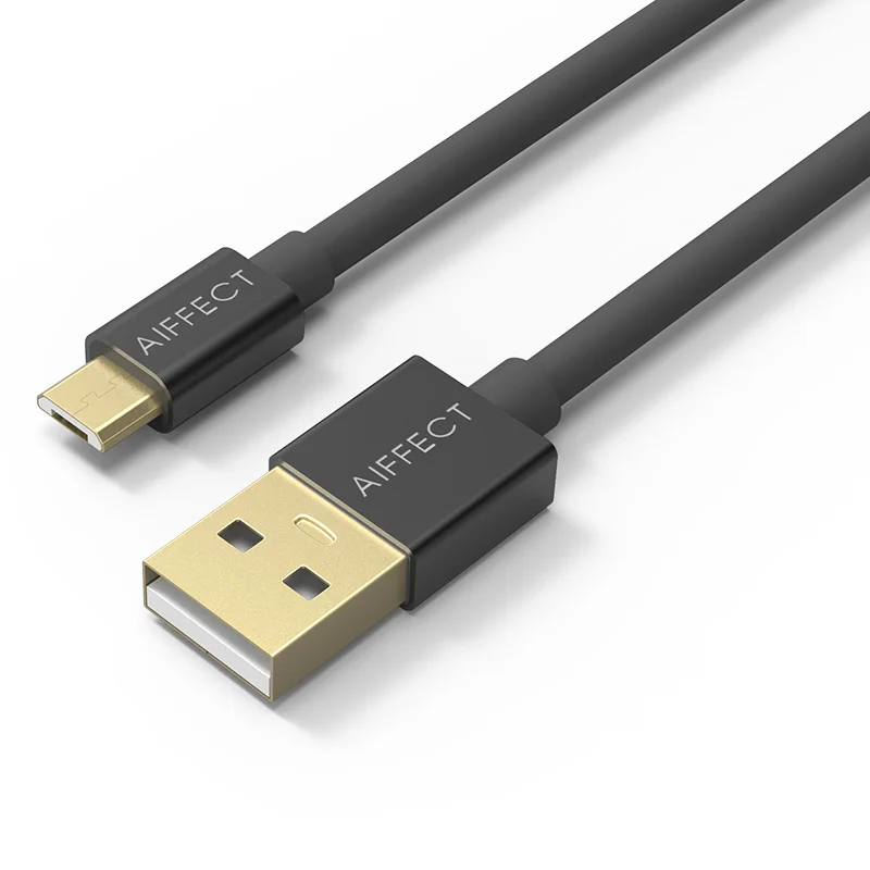 AIFFECT 5V3A USB зарядное устройство кабель 1 м 1,5 м металлический штекер Micro USB кабель быстрая Синхронизация данных для samsung Xiaomi Huawei HTC LG Androidphone - Цвет: Черный