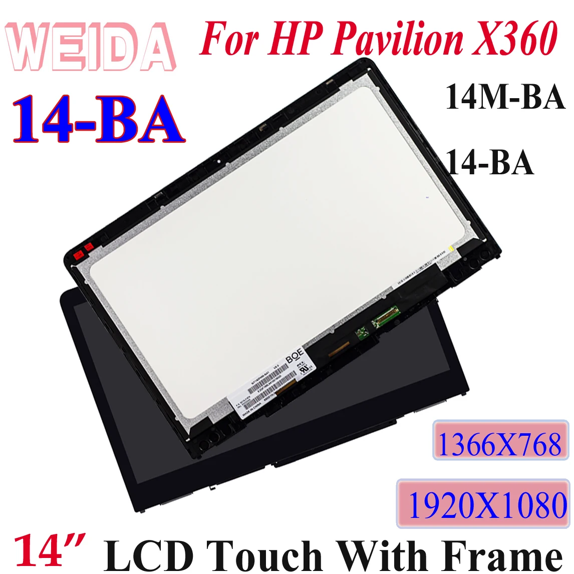 

WEIDA 14" LCD For HP PAVILION X360 14M-BA Series Touch Screen LCD Display Assembly Withouth Frame for HP 14M-BA LCD Replacement