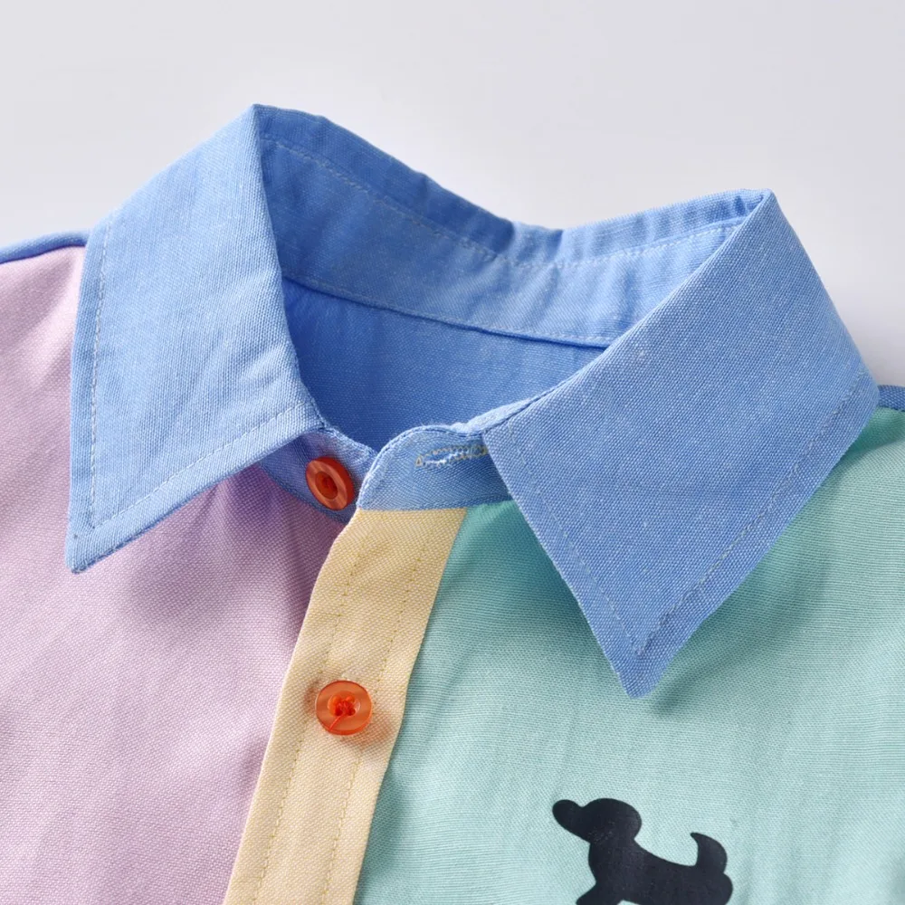 Новая детская рубашка для мальчиков модные рубашки для мальчиков детская летняя повседневная рубашка в Оксфордском стиле с длинными рукавами Топы для мальчиков, От 2 до 7 лет Одежда для маленьких мальчиков