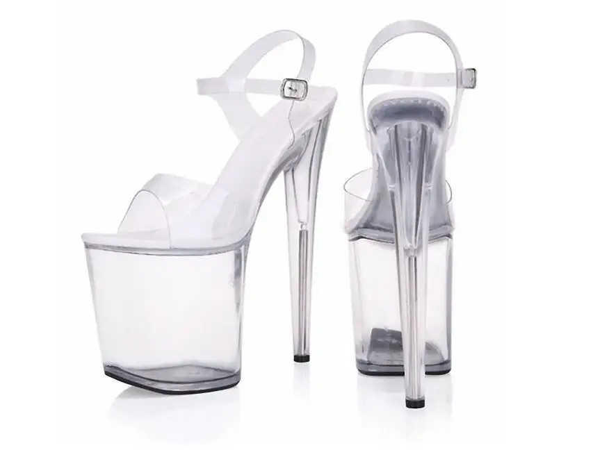 

Thick waterproof table transparent crystal 20cm ultra-fine high and fine fashion new female star performance sandals.