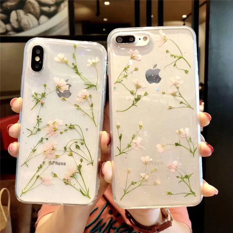 

For iPhone 6 6S 6Plus Back Cover Flowers Cases Soft TPU Transparent for iPhone X 7plus 8 Plus XR XS MAX coque fundas case