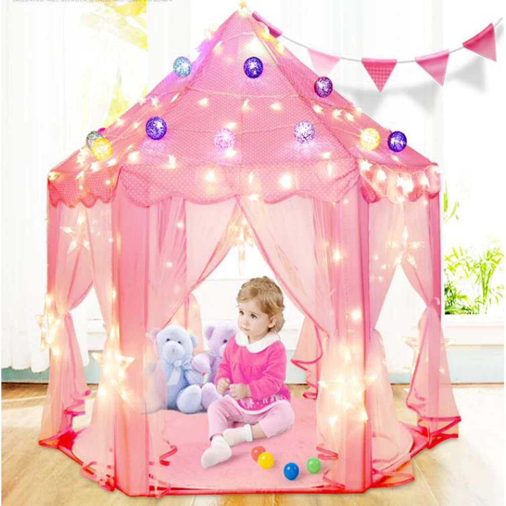 

Girl Princess Pink Castle Tents Children's Tent Toy Ball Pool Small Playhouses For Kids Portable Kids Outdoor Play Tent Ball Pit
