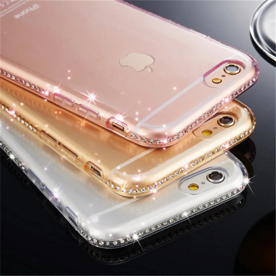 Роскошный мягкий чехол накладка с кристаллами и бриллиантами для iPhone X XR XS Max 5 5S SE 6