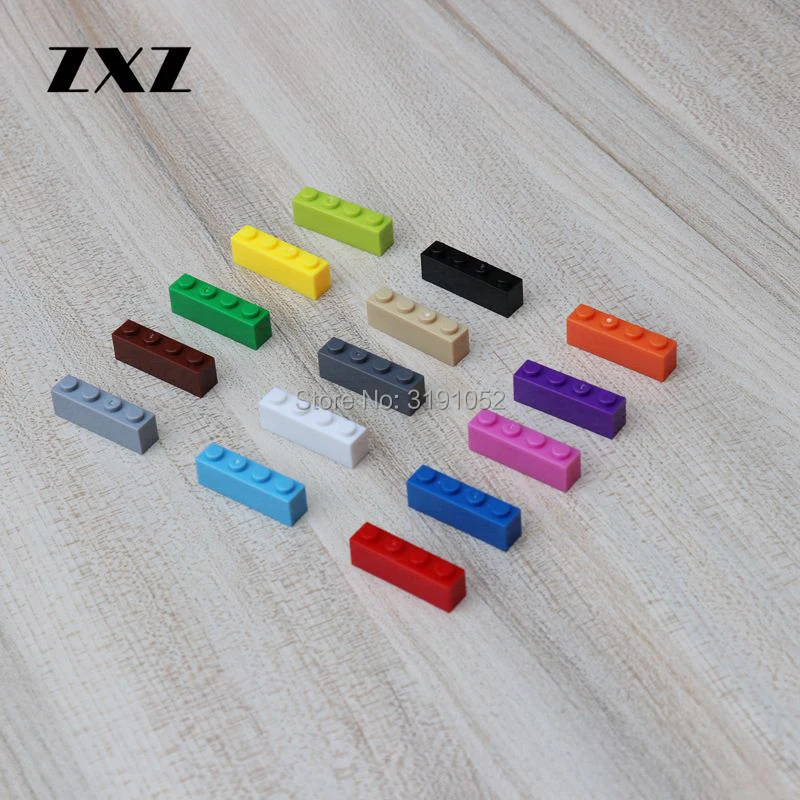 100 шт./лот кирпич 1X4 Пластиковые сборные игрушки строительные блоки набор