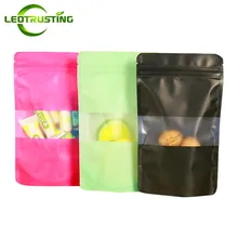 Leotrustting – sac de rangement noir/rose/vert, 50 pièces, fenêtre givrée, sac en plastique à fermeture éclair, cadeau de mariage, grains de café, collations, noix