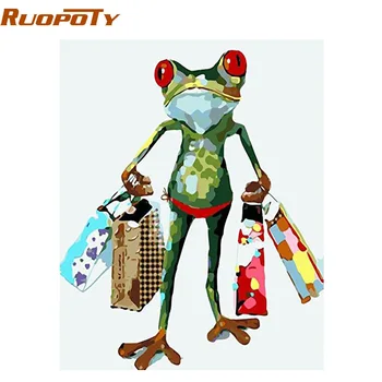 

RUOPOTY diy frame Shopping DIY Painting By Numbers Animals Abstract Modern Home Wall Art Canvas Painting For Living Room Artwork