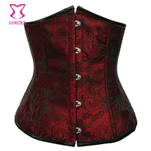 Women Hot Sexy Corselet Underbust Bustier Corset Lingerie Waist Cincher Shaper Red and Black Gothic Waist Corsets and Bustiers
