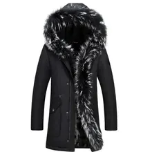 Новинка, зимняя Роскошная Высококачественная Теплая мужская повседневная хлопковая куртка с капюшоном и плюшевой подкладкой, парка большого размера