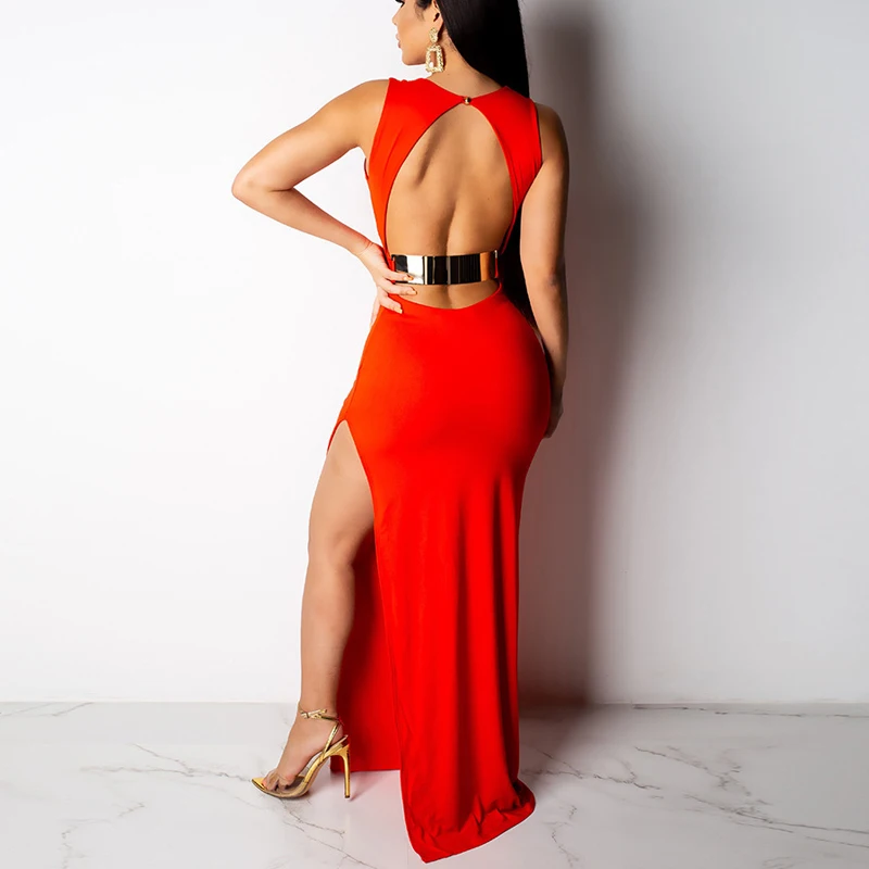 

Sexy Backless Summer Dress Slim Pencil Side Split Club Party Long Dresses Casual Beach Bodycon Dress Vestidos 2019