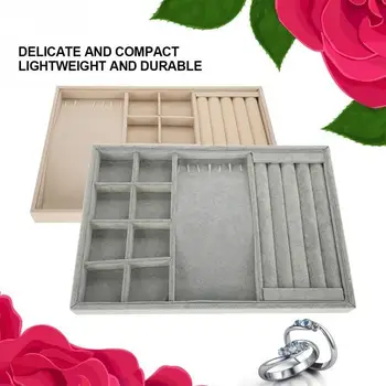 

Jewelry Packaging Display Gray Soft Velvet pendant Jewelry Earring Necklace Pendant Bracelet Tray Holder Case