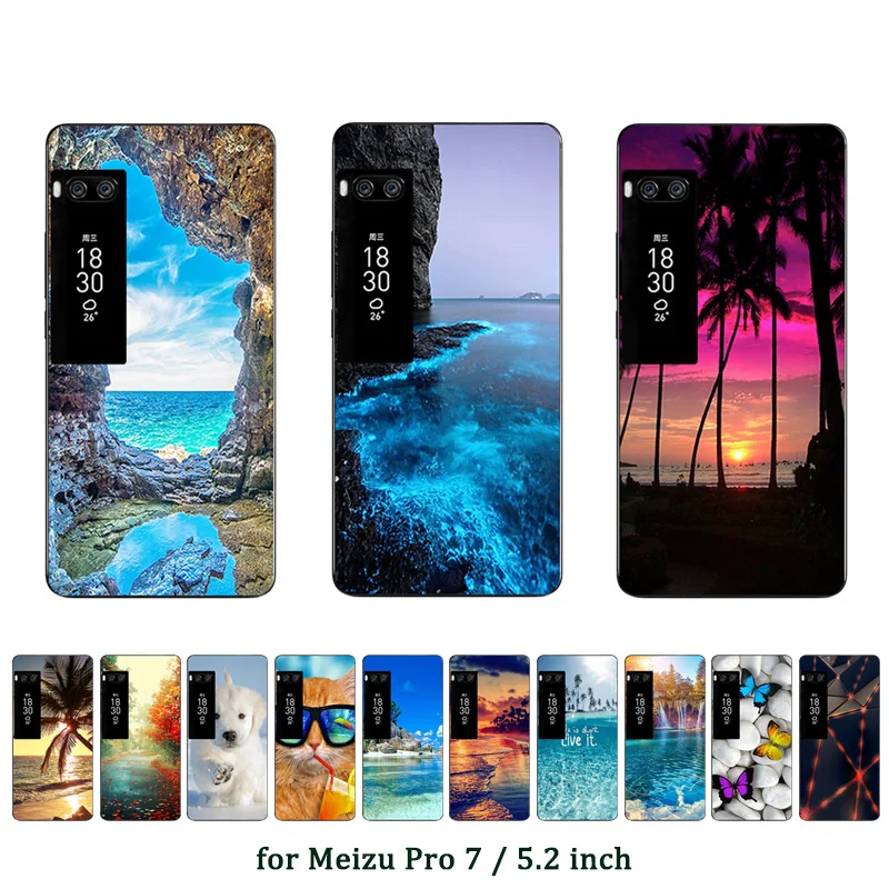 Чехол для Meizu Pro 7 мягкий силиконовый прозрачный чехол из ТПУ с Scape принтом ультра