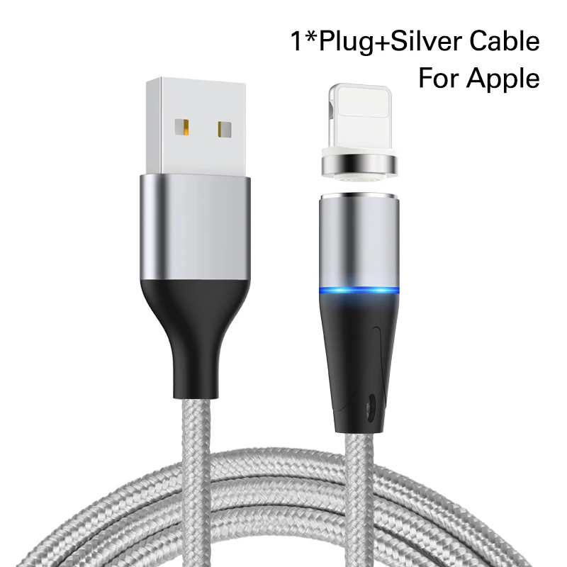 Silver iOS Cable Coolreall Магнитный Micro USB кабель для iPhone samsung type-c зарядный Магнитный зарядный адаптер type C кабели для мобильных телефонов - Цвет: Silver iOS Cable