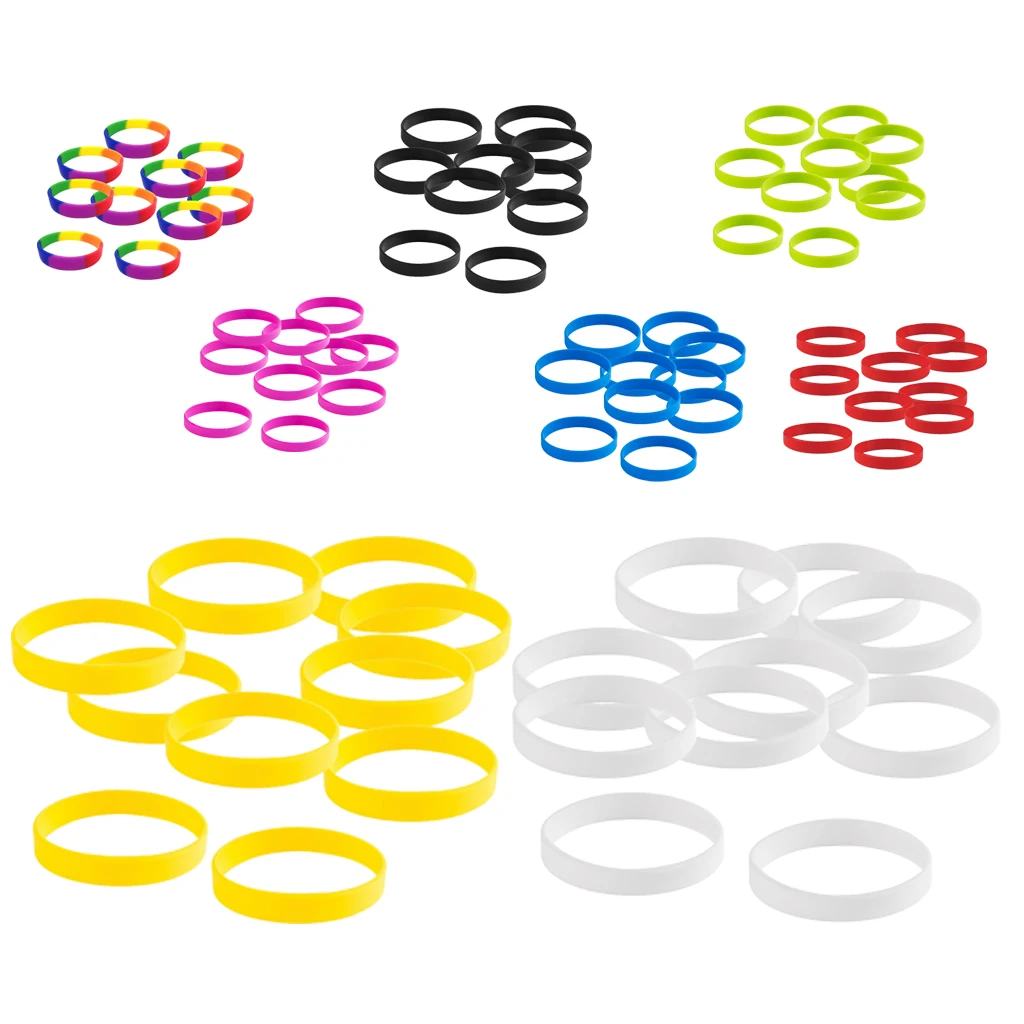 MagiDeal 10pcs Elastic Silicone Blank Bracelet Wristbands Kids Outdoor
