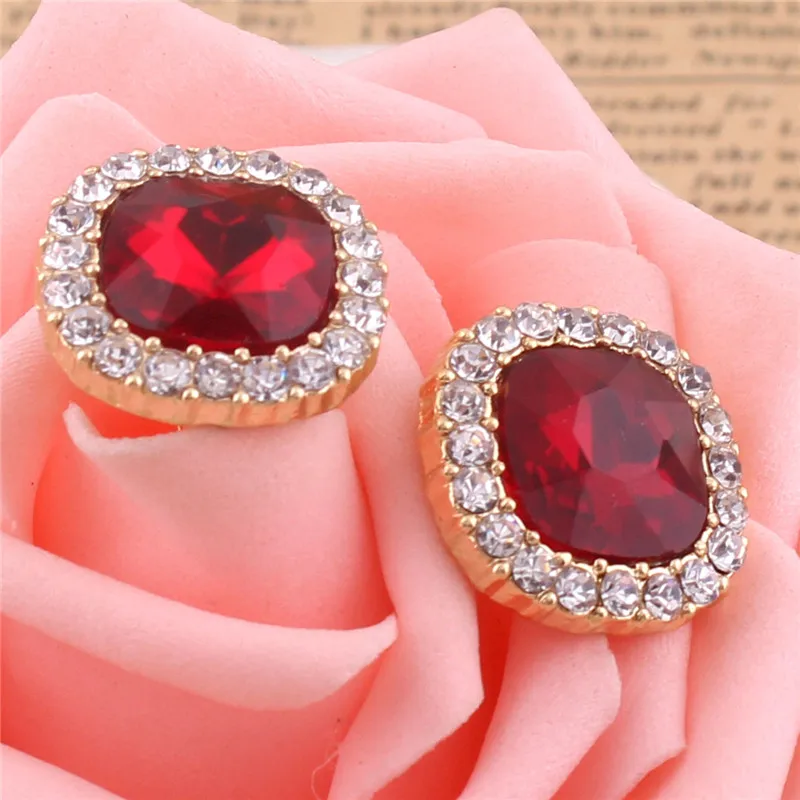 Red and Blue Rhinestone Crystal Clip on Earrings No Pierced for Women Party Wedding Luxury Bride No Hole Earrings ear clip earrings,clip earrings,ear clip