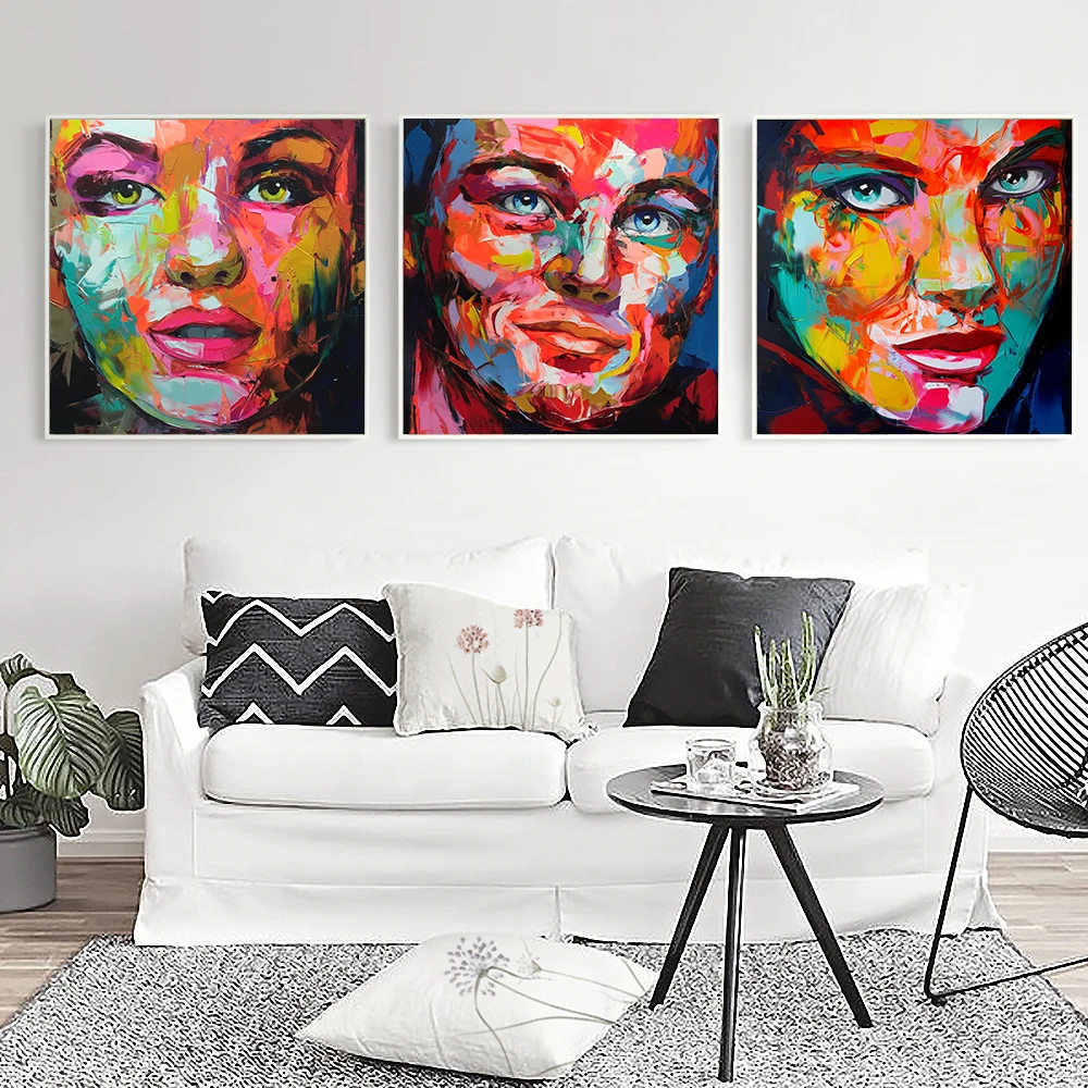 Abstract Famous Actress Knife painting Print Wall art Canvas Unframed Square picture large Poster and prints | Дом и сад