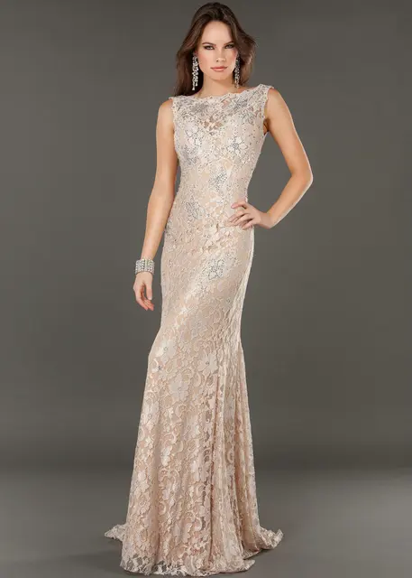 champagne colored long dress