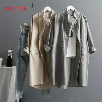 

Autumn Cotton Linen Women's Trench Coat 2020 New Korean Version Long Sleeved Large Size Loose Women Trenchs Coats