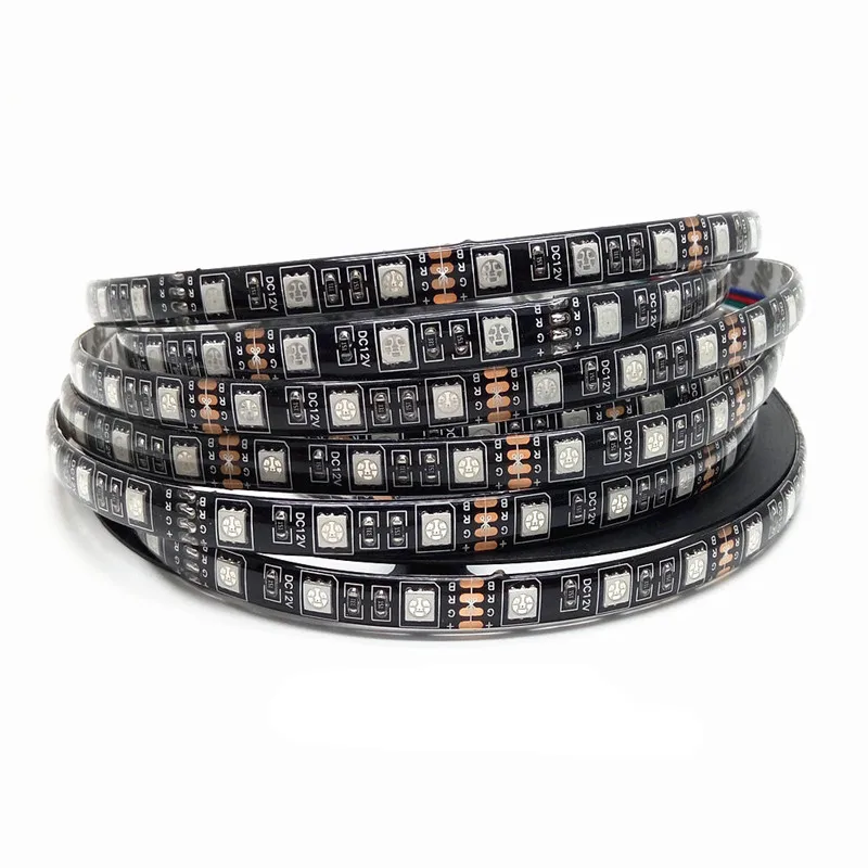 Светодиодная лента 5050 RGB 16 4 фута 1 м/2 м/3 М/4 м/5 м черная печатная плата 12 в 60