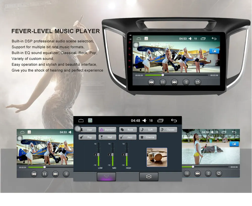 Excellent FUNROVER 2G+32G Android 8.0 car navigation dvd player GPS Navi For HYUNDAI IX25 CRETA gps stereo car multimedia tape recorder FM 5