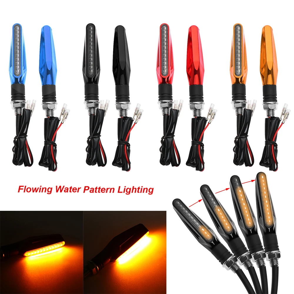 4Pcs/lot Flowing 12 LED Motorcycle Turn Signal Lights Universal