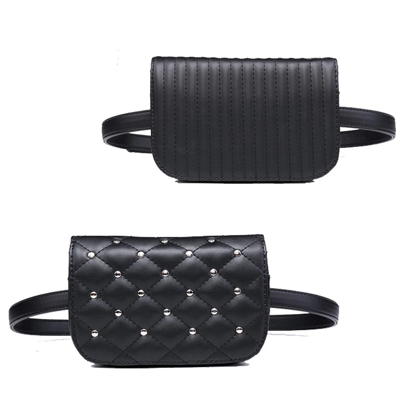 Casual Fanny Packs For Women Leather Waist Bag Fashion Rivet Belt Bag Phone Pouch Punk Belt Bags Purse Women Bag