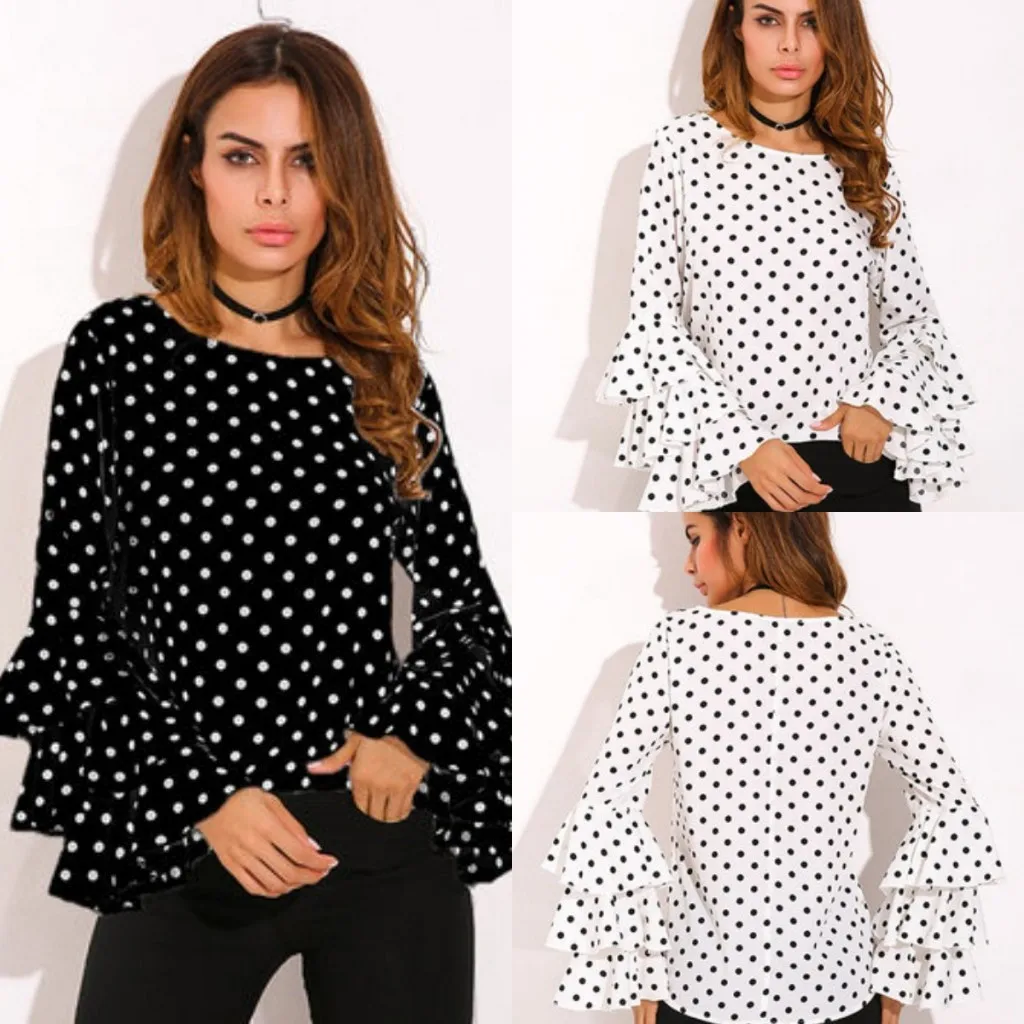 plus size black and white polka dot blouse