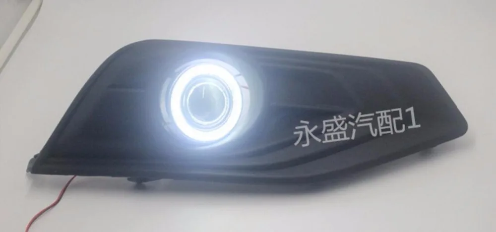 

eOsuns Innovative COB angel eye led daytime running light DRL +Fog Light + Projector Lens for Nissan tiida 2017