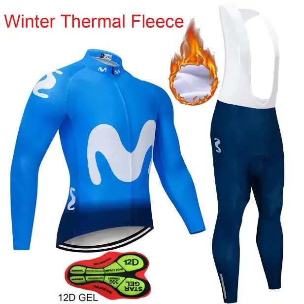 Movistar зимний термальный флисовый велосипедный комплект велосипедная одежда горный велосипед велосипедная одежда Велоспорт Джерси Набор Майо Ropa Ciclismo Invierno - Цвет: 3