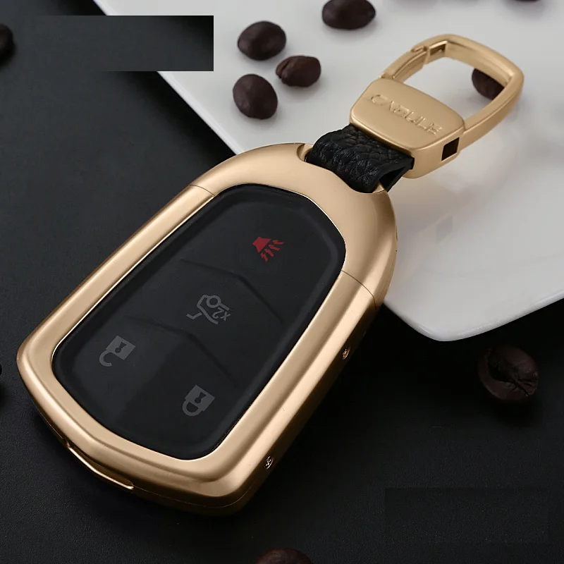 Алюминий сплав Auto Key основа аксессуары автомобильный держатель удаленный ключевой чехол для Cadillac ATS-L CT6 CTS XTS XT5 SRX Escalade - Название цвета: Золотой