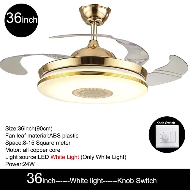 110v 220v 42inch Modern Gold Fan Ceiling Lights Fixtures Acrylic