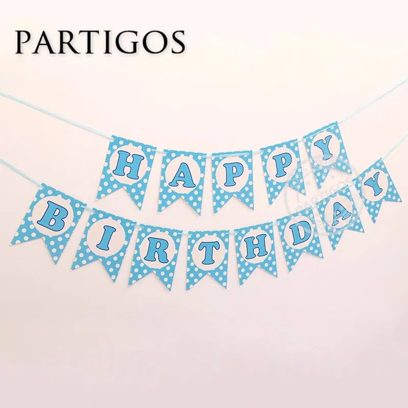 

1 set Baby Shower Happy Birthday Paper Bunting Banner Alphabet Garland Polka Dot Flag Birthday Party Decor Child Gifts Toys