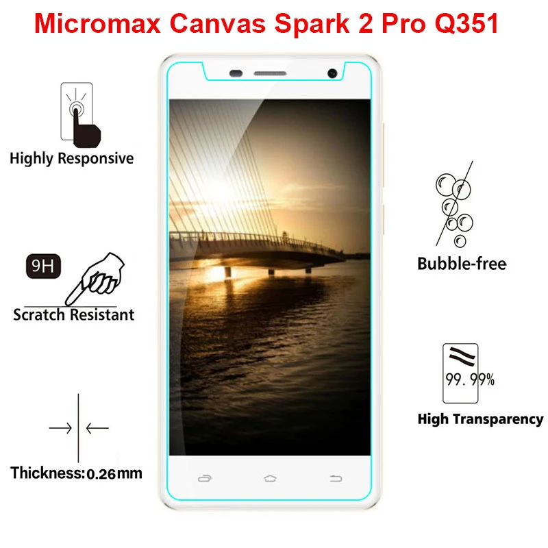 Защитная пленка для экрана Micromax Canvas Spark 2 Pro Q351 из закаленного стекла на Pelicula De Vidro |