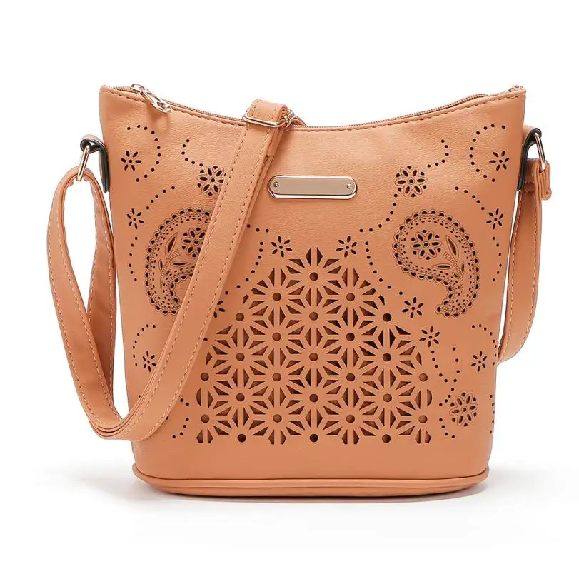 

ISHOWTIENDA Hollow Out women leather cross body bags shoulder purse Messenger Bag sac a main femme fantaisie #g6