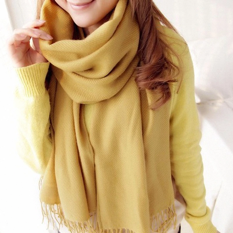 

High Quality Fashion Winter Scarf Women Spain Desigual Scarf Solid Thick Brand Shawls and Scarves for Women S002-yellow