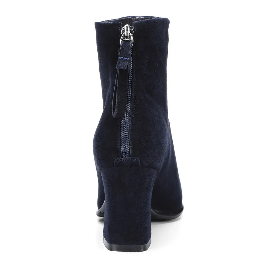 Todas Elegantes Ante 39 brown Mujeres 2019 Vaca Grande Dark Zapatos Cremallera 34 Botas Tamaño Plataforma Blue Invierno De Motocicleta Correspondan Tobillo Qutaa 40Onq