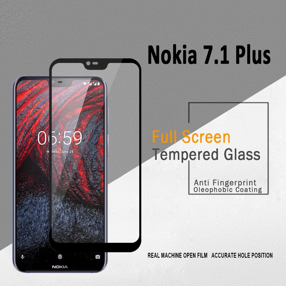 

Full Glue Full Cover Tempered Glass For Nokia 7.1 Plus Screen Protector protective film For Nokia 7.1 Plus X7 glass