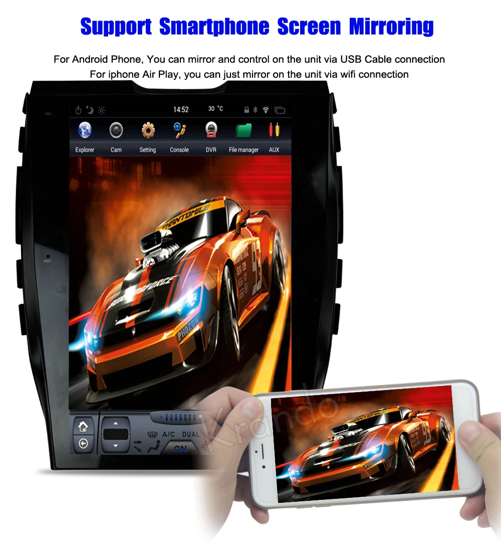 Excellent Krando Android 8.1 12.1" Tesla Vertical screen car radio gps navigation for Ford edge 2015+ multimedia entertainment system OBD2 4